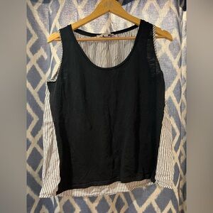 Loft Black Tank Blouse with Striped Back Size M